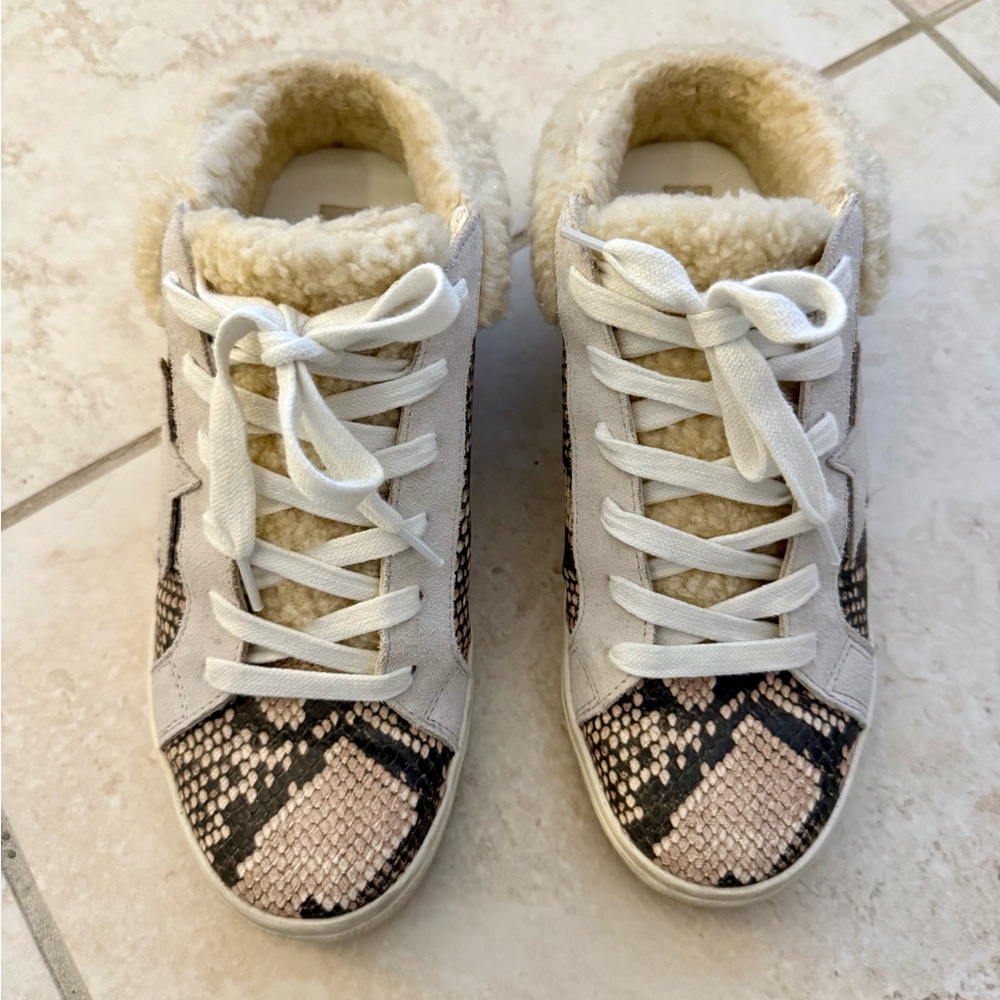 Snake Print Fur Lined Sneakers